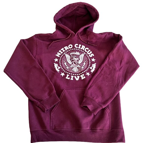 Nitro Circus Live Men's Small Burgundy Long Sleeve Hoodie - Picture 2 of 5